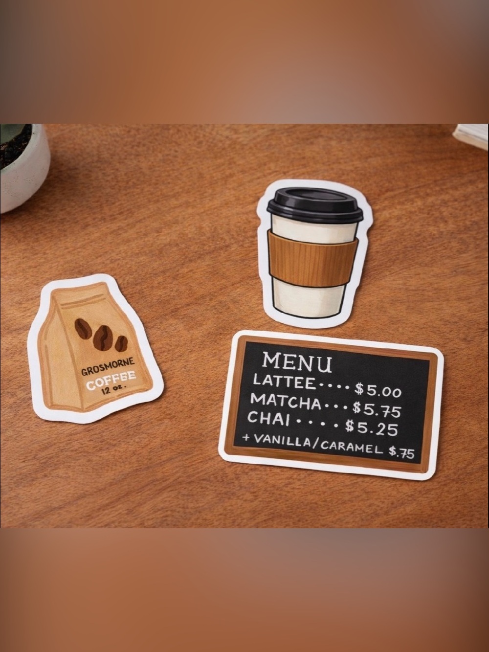 Coffee Shop Sticker Set - Brown & Cream Decorative Home Design Stickers